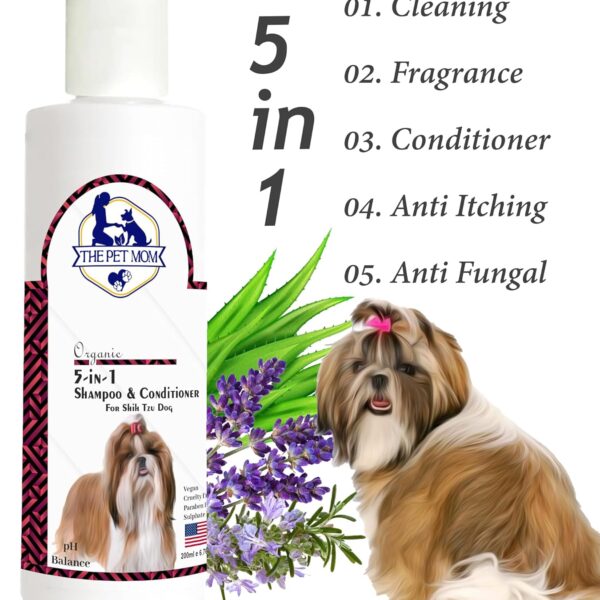 THE PET MOM Organic 5 in 1 Shampoo & Conditioner for Shih Tzu Dog & Puppy