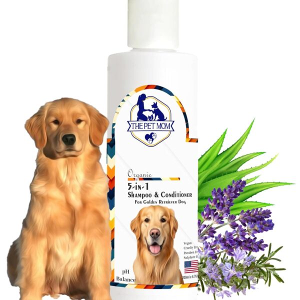 The Pet Mom Organic 5 in 1 Shampoo & Conditioner for Golden Retriever Dog
