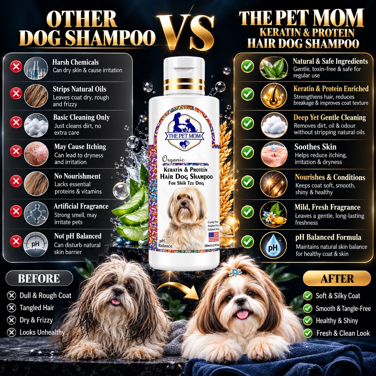 Keratin & Protein Hair Shampoo for Shih Tzu Dog - 200ml - Image 3