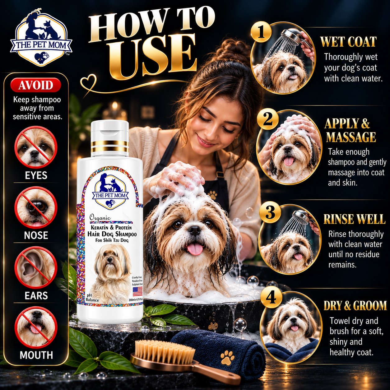 Keratin & Protein Hair Shampoo for Shih Tzu Dog - 200ml - Image 7