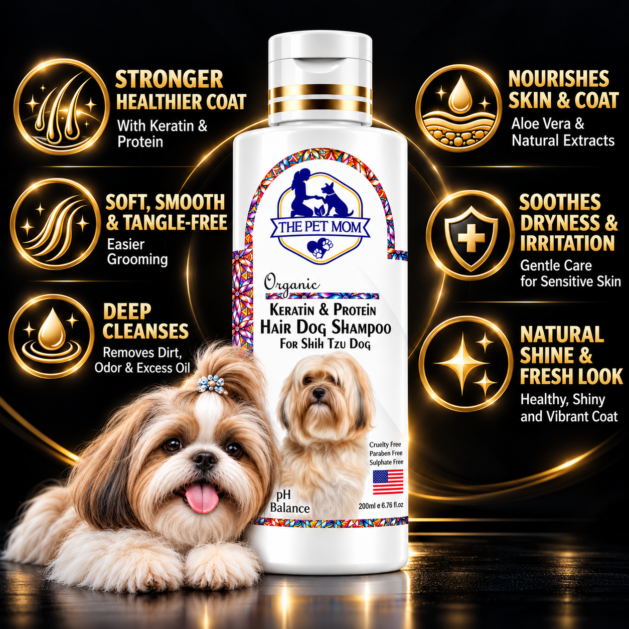 Keratin & Protein Hair Shampoo for Shih Tzu Dog - 200ml - Image 2
