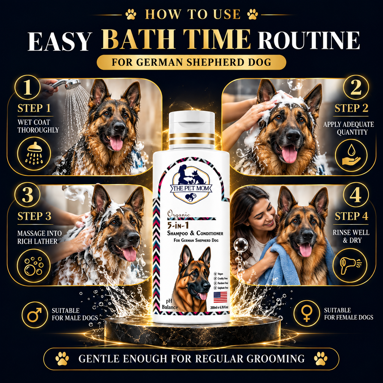 5 in 1 Shampoo & Conditioner for German Shepherd Dog - 200ml - Image 7