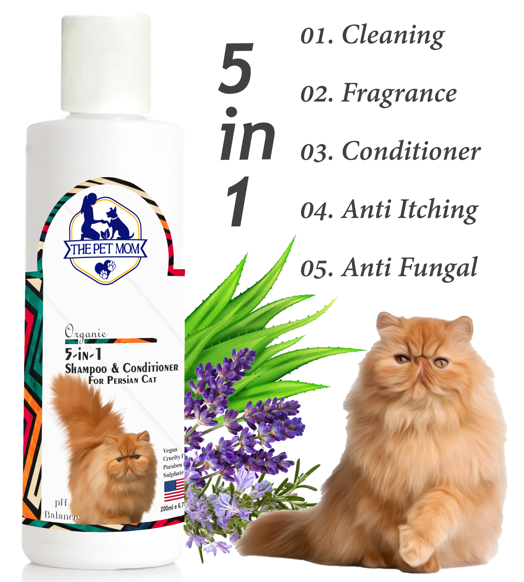 5 in 1 Shampoo & Conditioner for Persian Cat - 200ml - Image 2