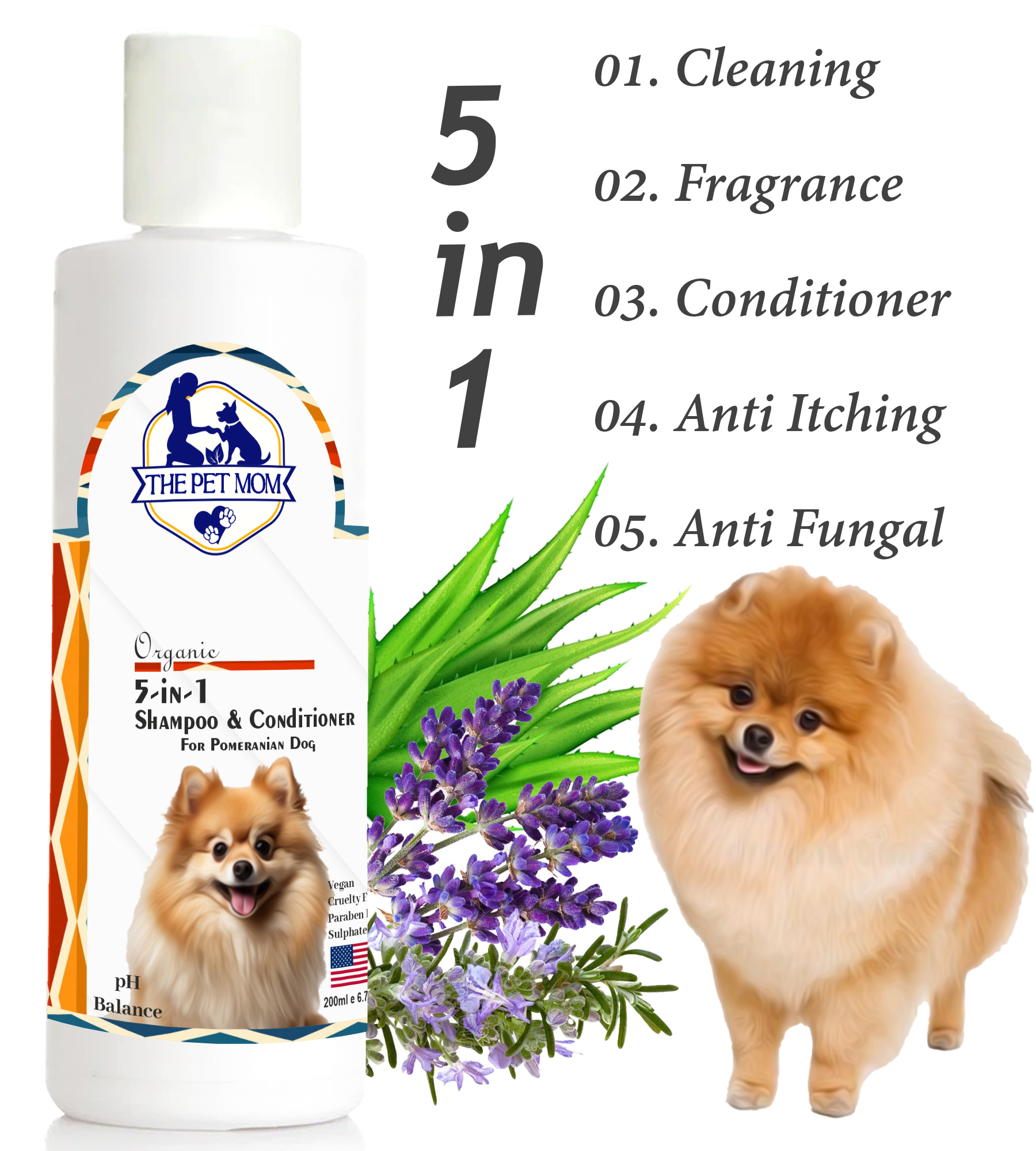 5 In 1 Shampoo & Conditioner For Pomeranian Dog - 200ml - Image 2