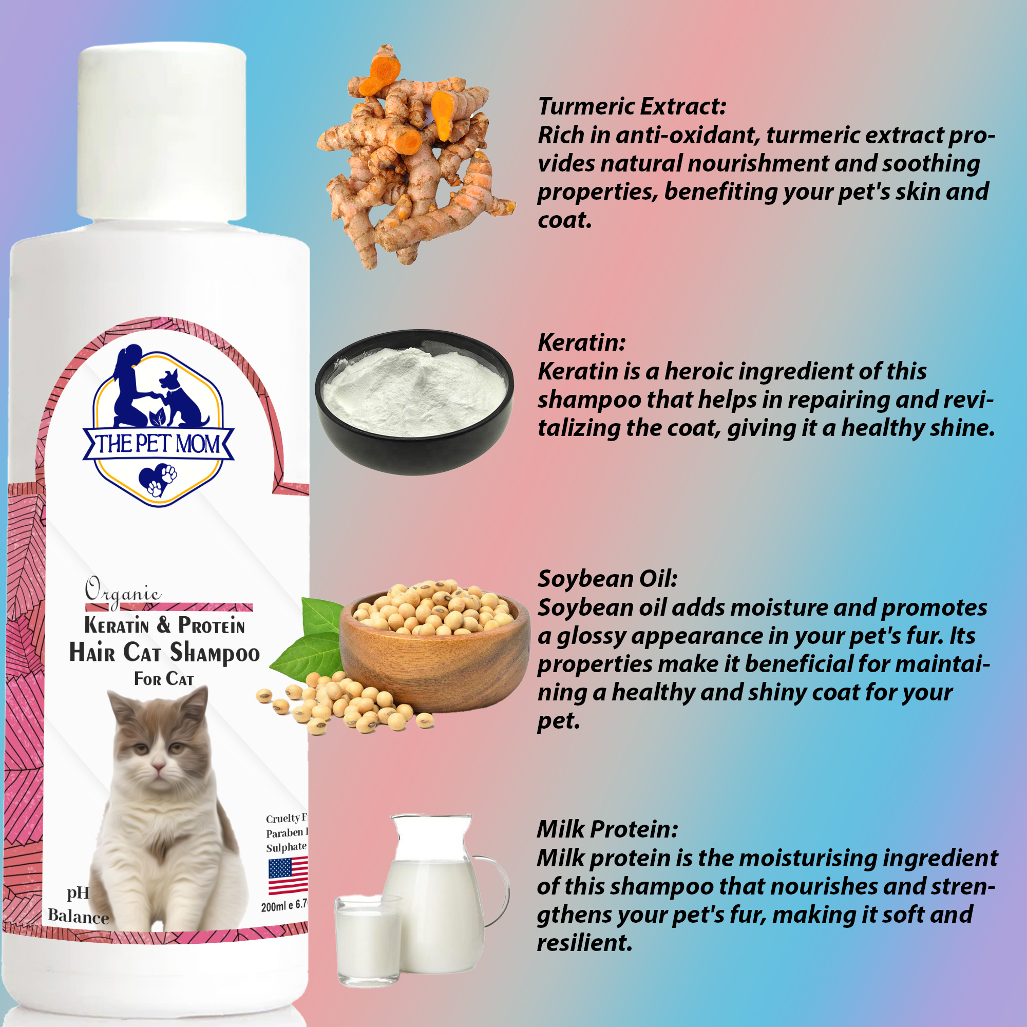 Keratin & Protein Hair Cat Shampoo - 200ml - Image 4