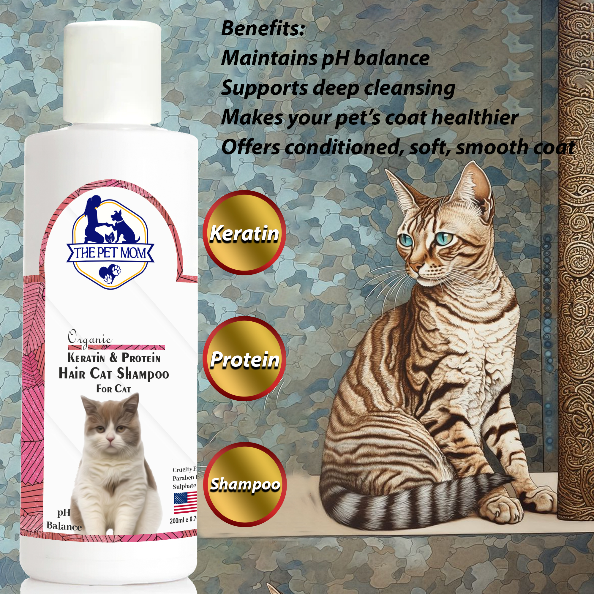 Keratin & Protein Hair Cat Shampoo - 200ml - Image 2