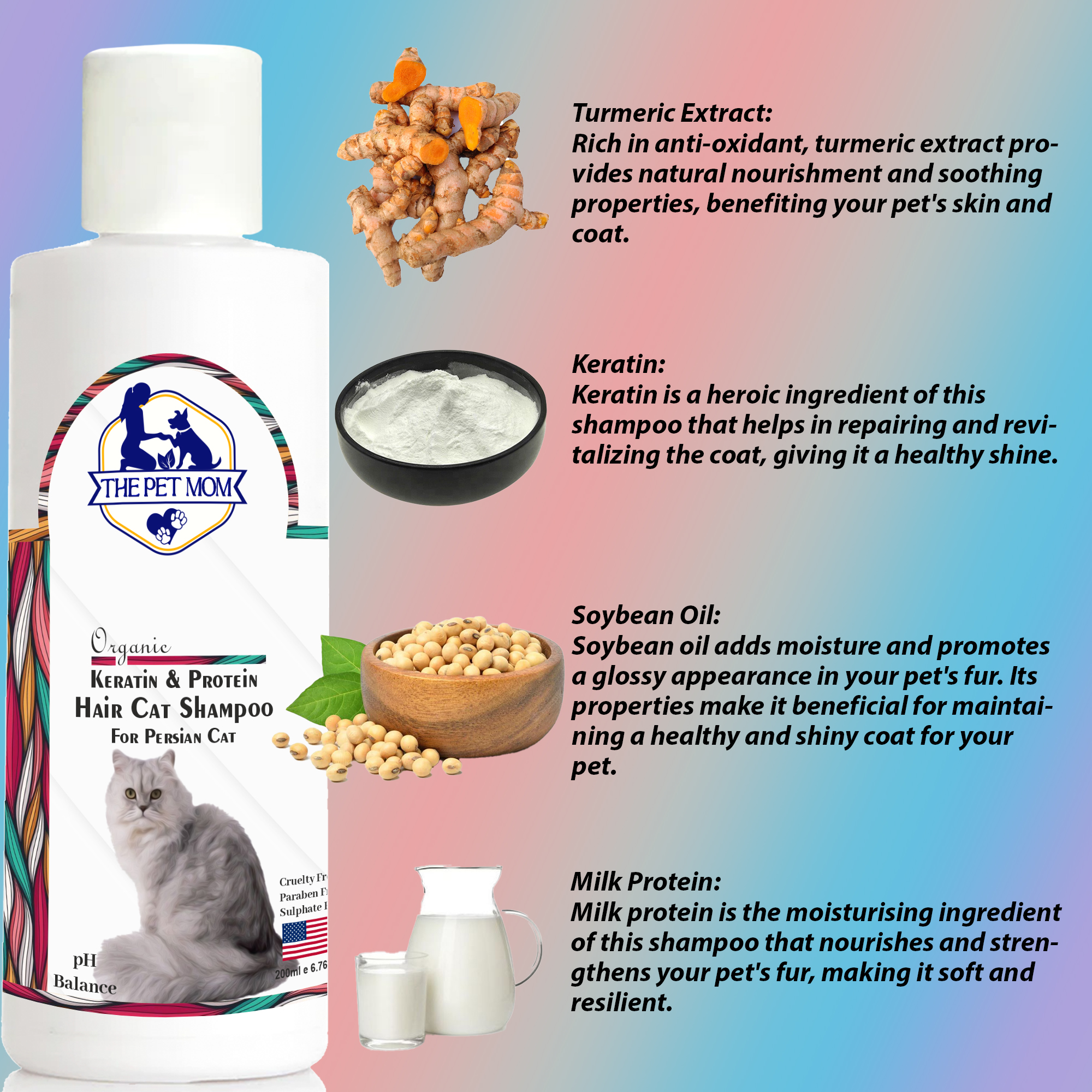 Keratin & Protein Hair Shampoo for Persian Cat - 200ml - Image 4