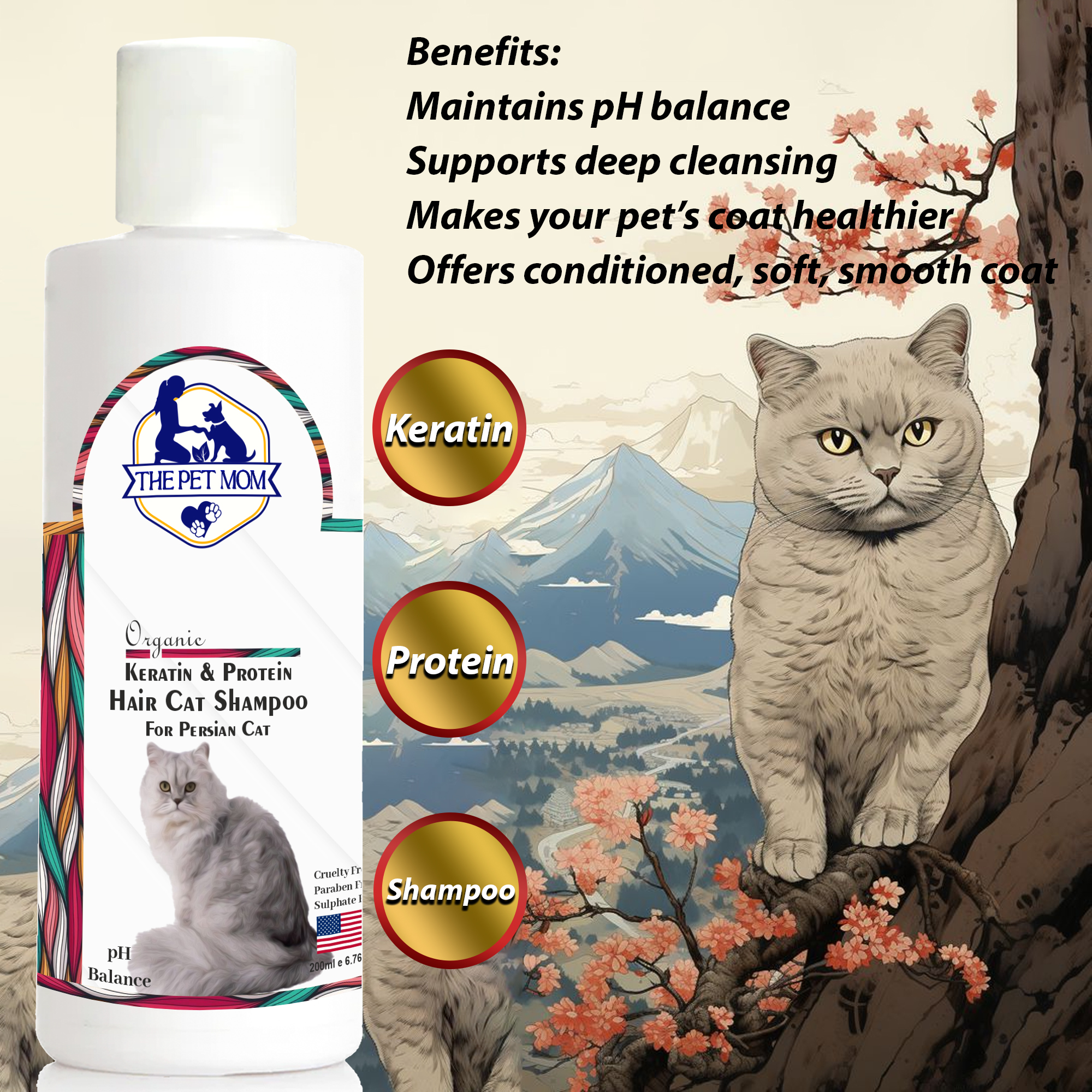 Keratin & Protein Hair Shampoo for Persian Cat - 200ml - Image 2
