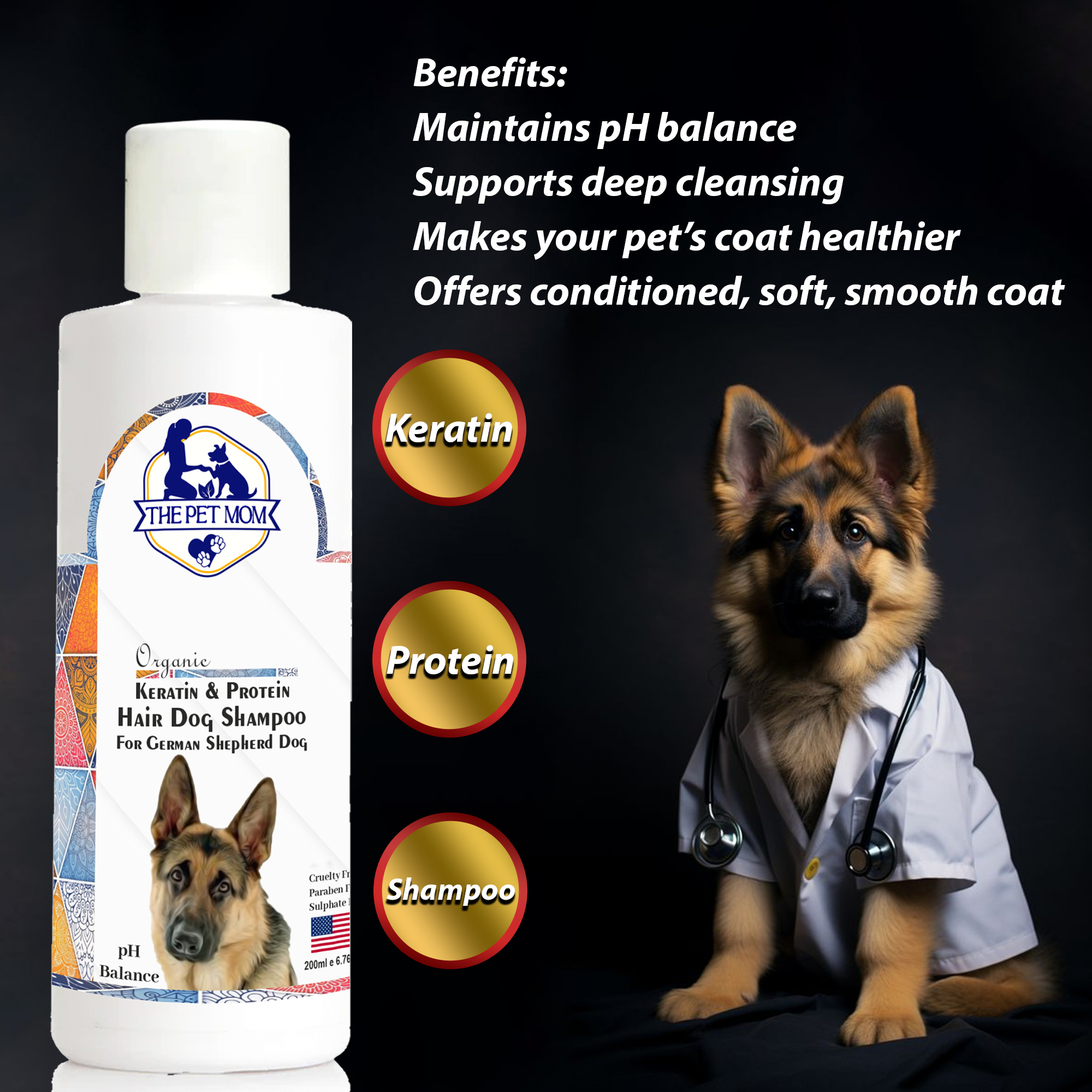Keratin & Protein Hair Shampoo for German Shepherd Dog - 200ml - Image 2