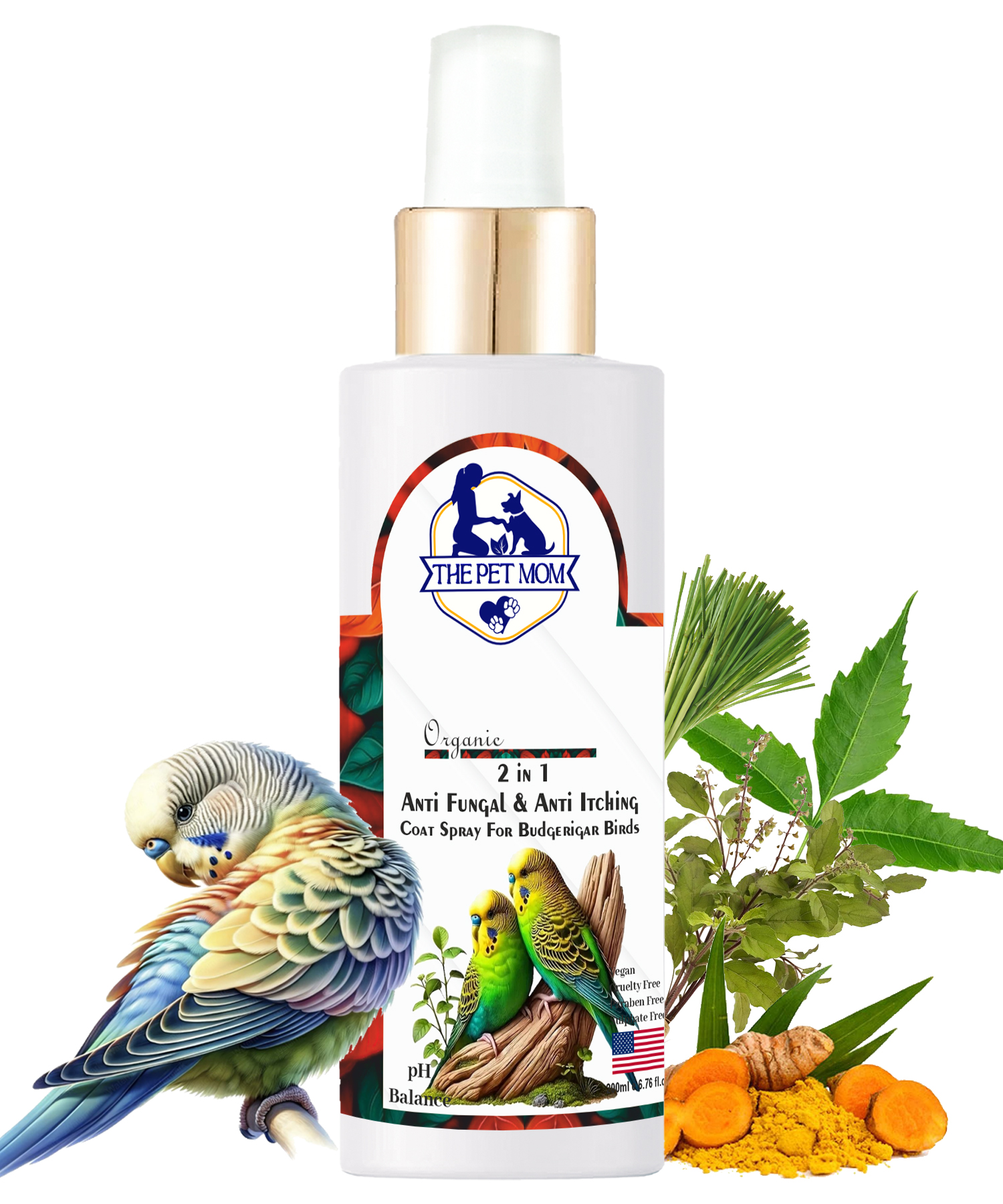 2-in-1 Anti Fungal & Anti Itching Coat Spray For Budgerigar Birds - 200ml