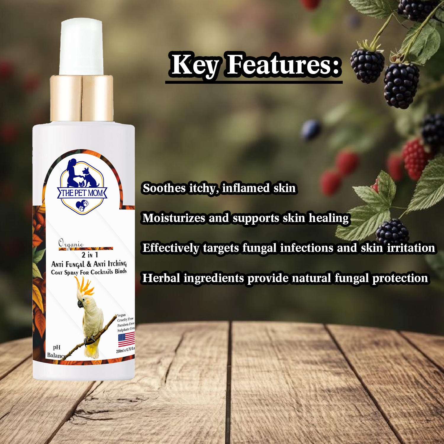 2-in-1 Anti Fungal & Anti Itching Coat Spray For Cocktails Birds - 200ml - Image 4