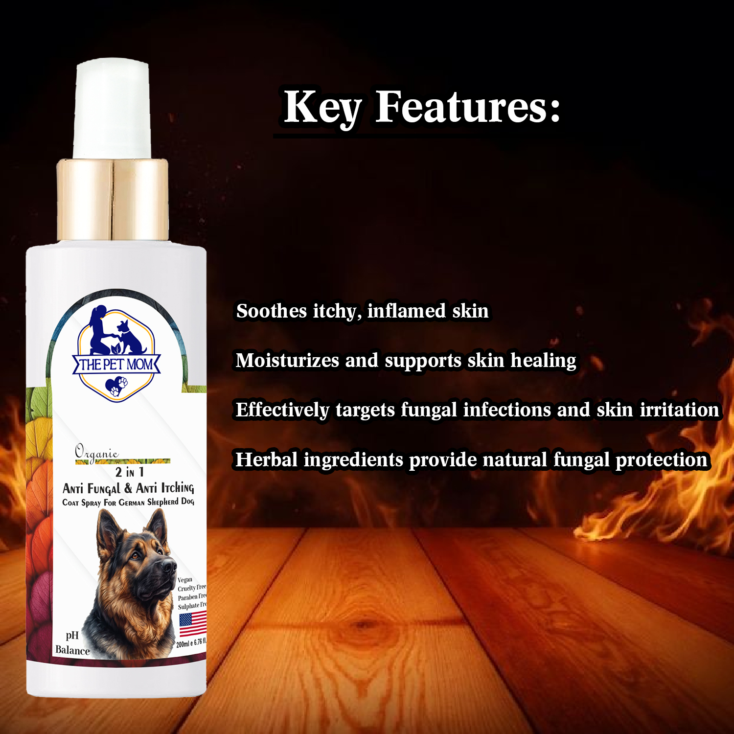 2-in-1 Anti Fungal & Anti Itching Coat Spray For German Shepherd Dog - 200ml - Image 4