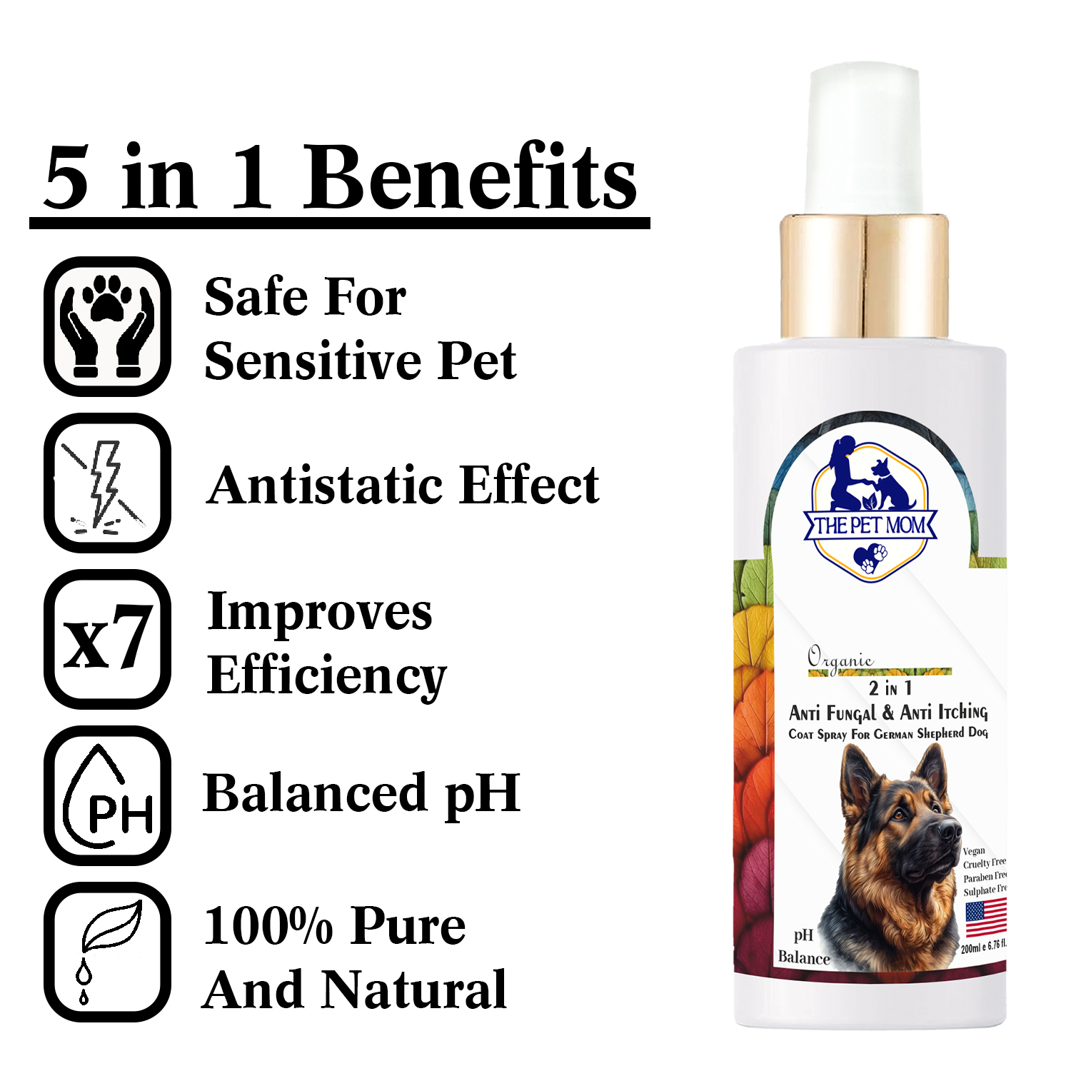 2-in-1 Anti Fungal & Anti Itching Coat Spray For German Shepherd Dog - 200ml - Image 2