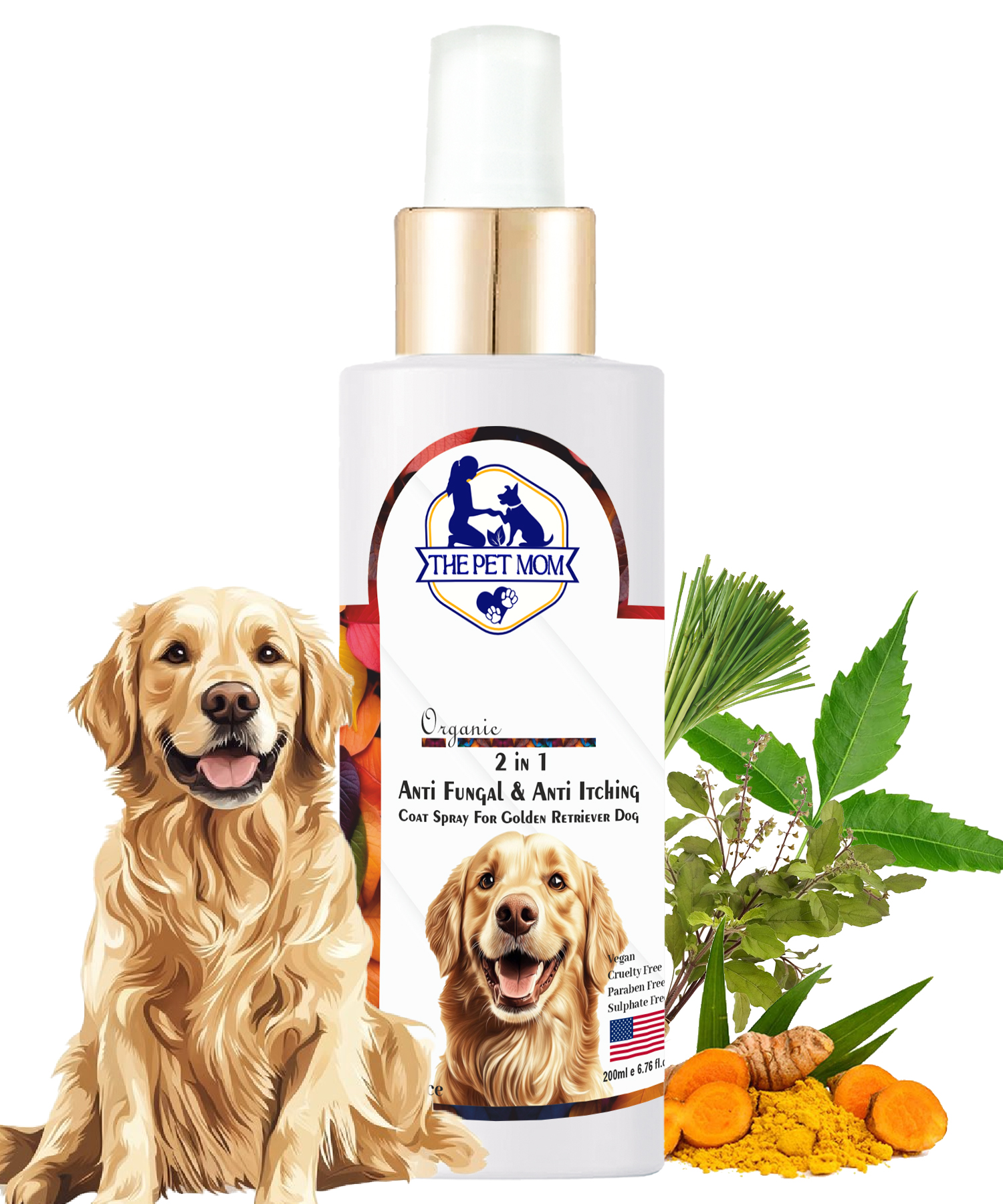 2-in-1 Anti Fungal & Anti Itching Coat Spray For Golden Retriever Dog - 200ml