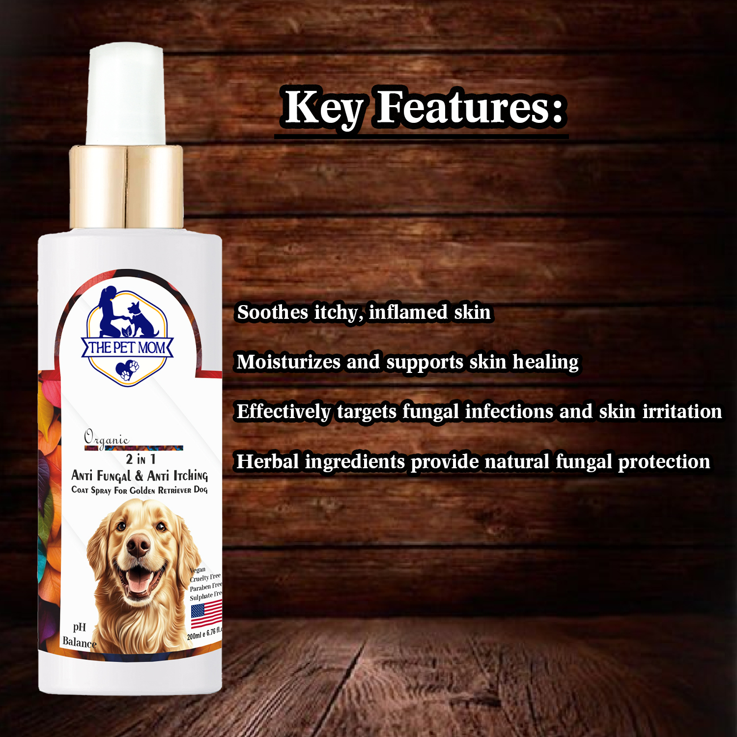 2-in-1 Anti Fungal & Anti Itching Coat Spray For Golden Retriever Dog - 200ml - Image 4