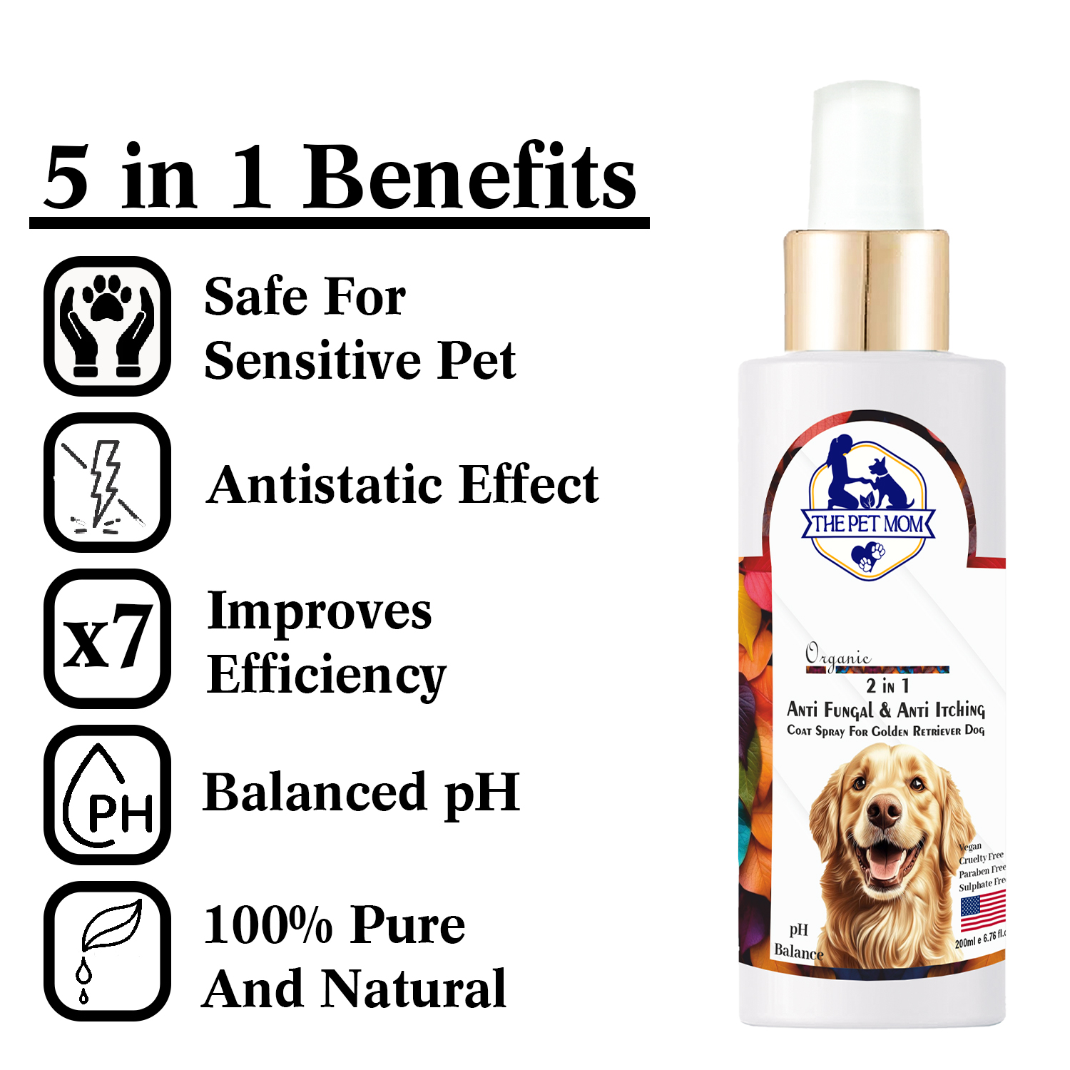 2-in-1 Anti Fungal & Anti Itching Coat Spray For Golden Retriever Dog - 200ml - Image 2