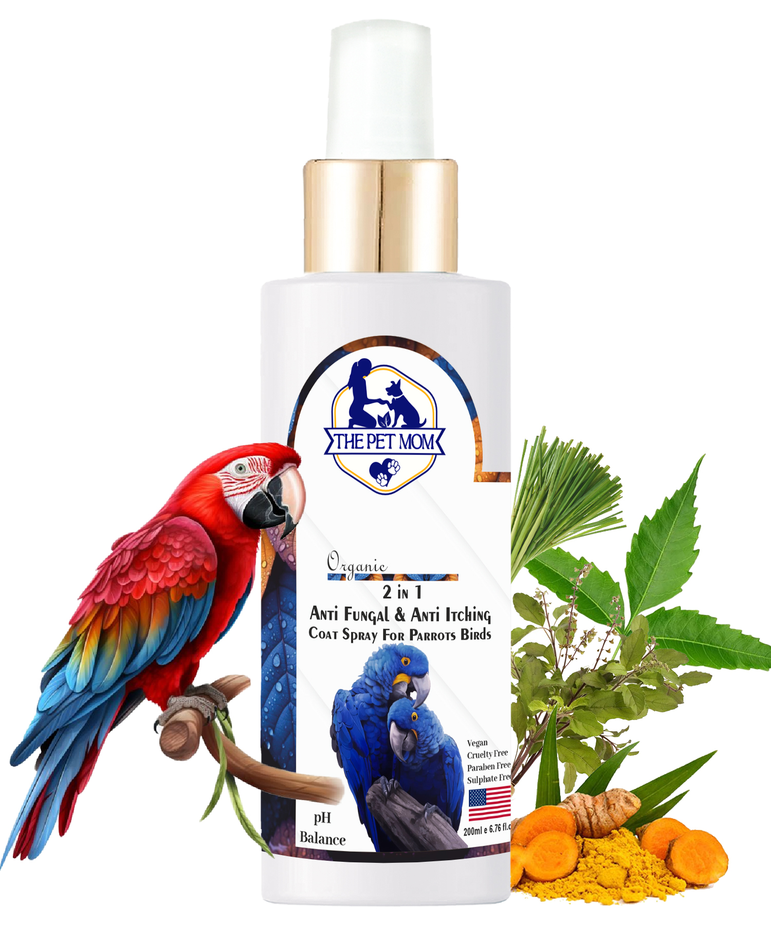 2-in-1 Anti Fungal & Anti Itching Coat Spray For Parrots Birds - 200ml