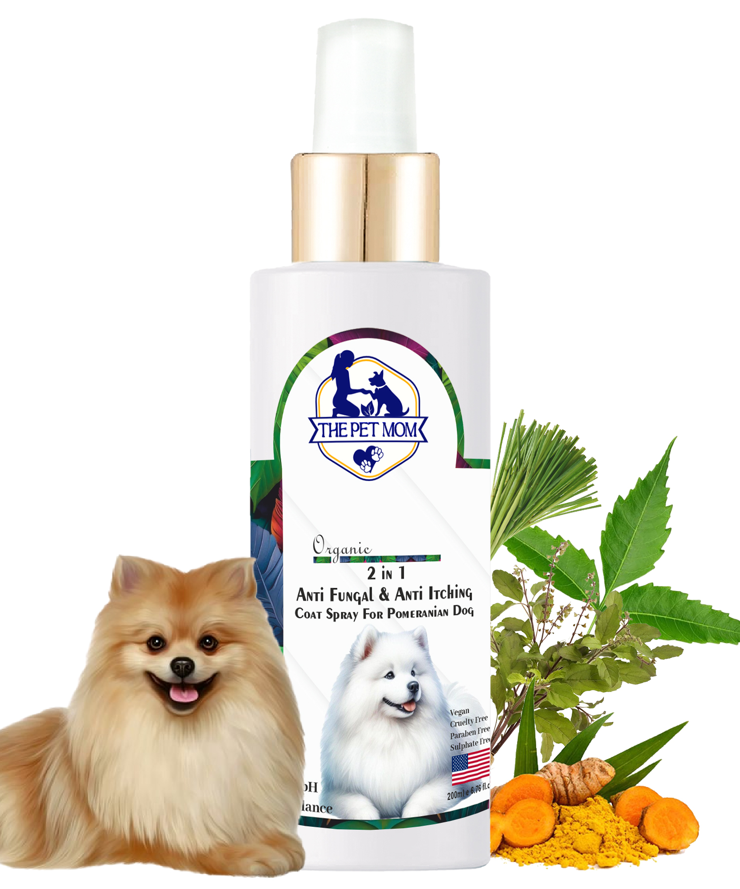 2-in-1 Anti Fungal & Anti Itching Coat Spray For Pomeranian Dog - 200ml