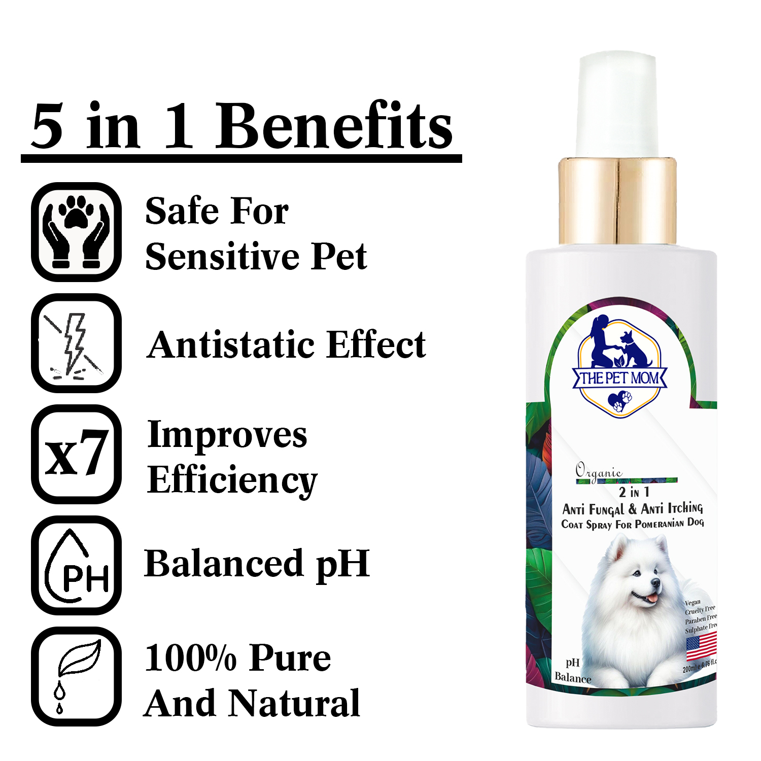 2-in-1 Anti Fungal & Anti Itching Coat Spray For Pomeranian Dog - 200ml - Image 2