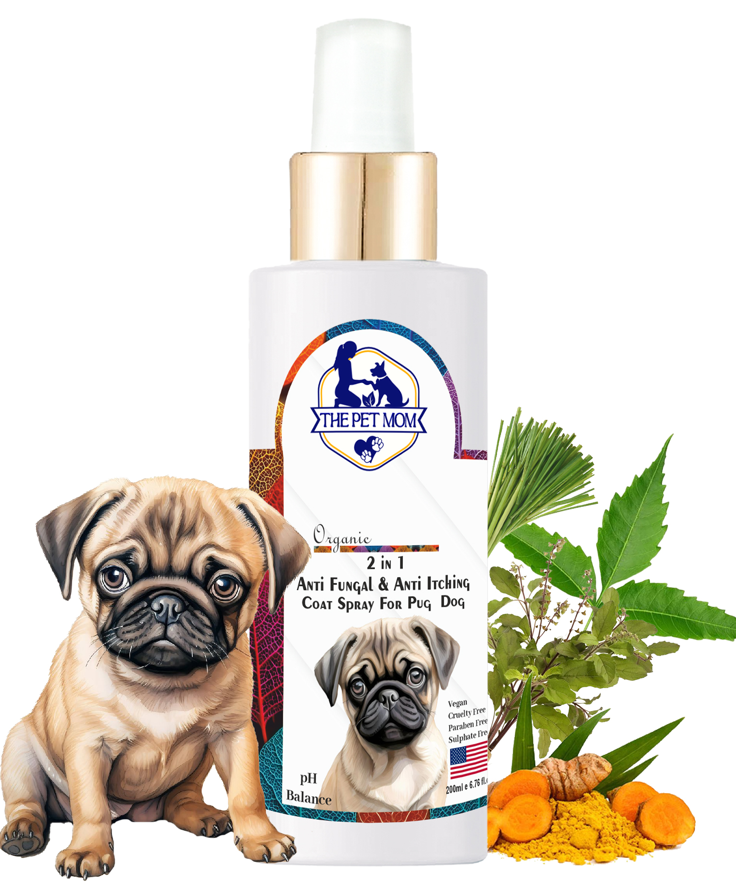 2-in-1 Anti Fungal & Anti Itching Coat Spray For Pug Dog - 200ml
