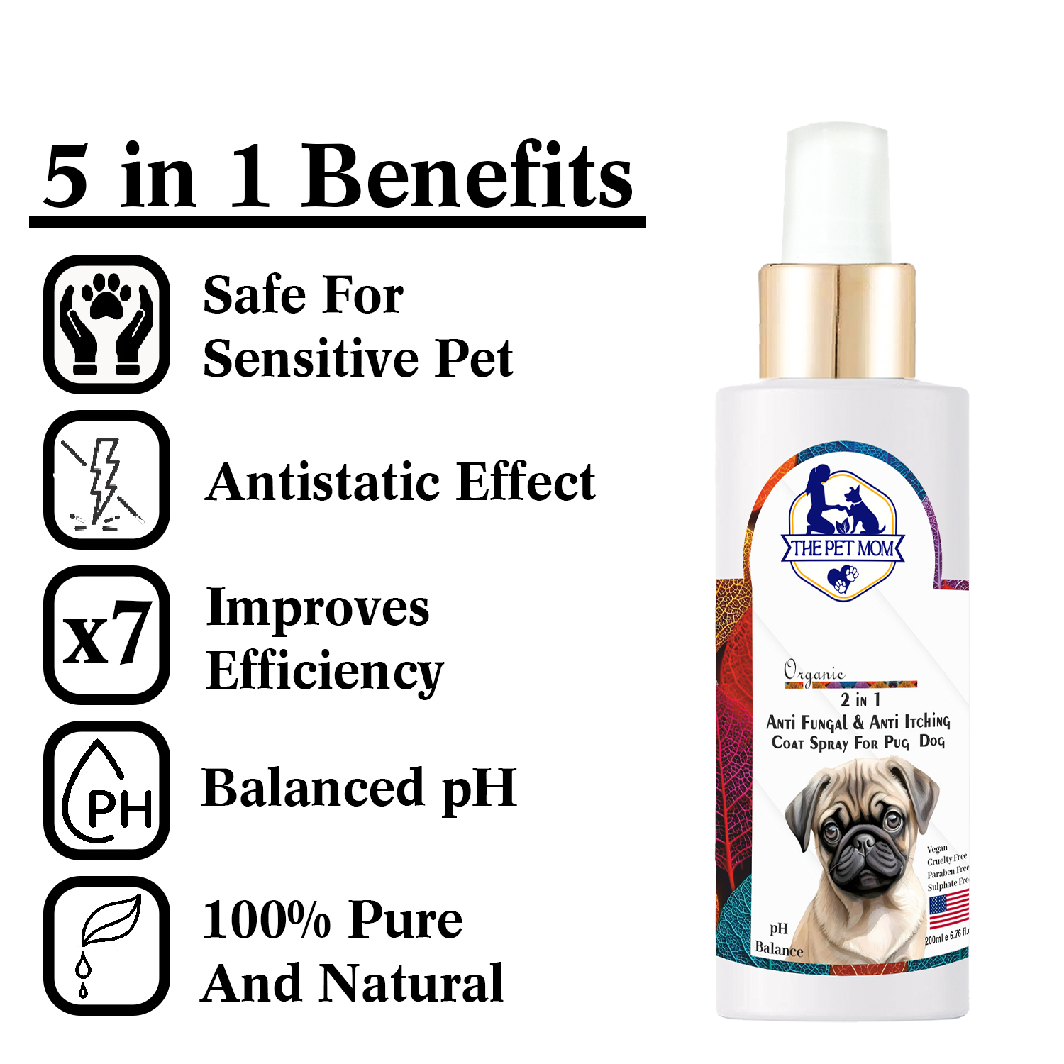 2-in-1 Anti Fungal & Anti Itching Coat Spray For Pug Dog - 200ml - Image 2