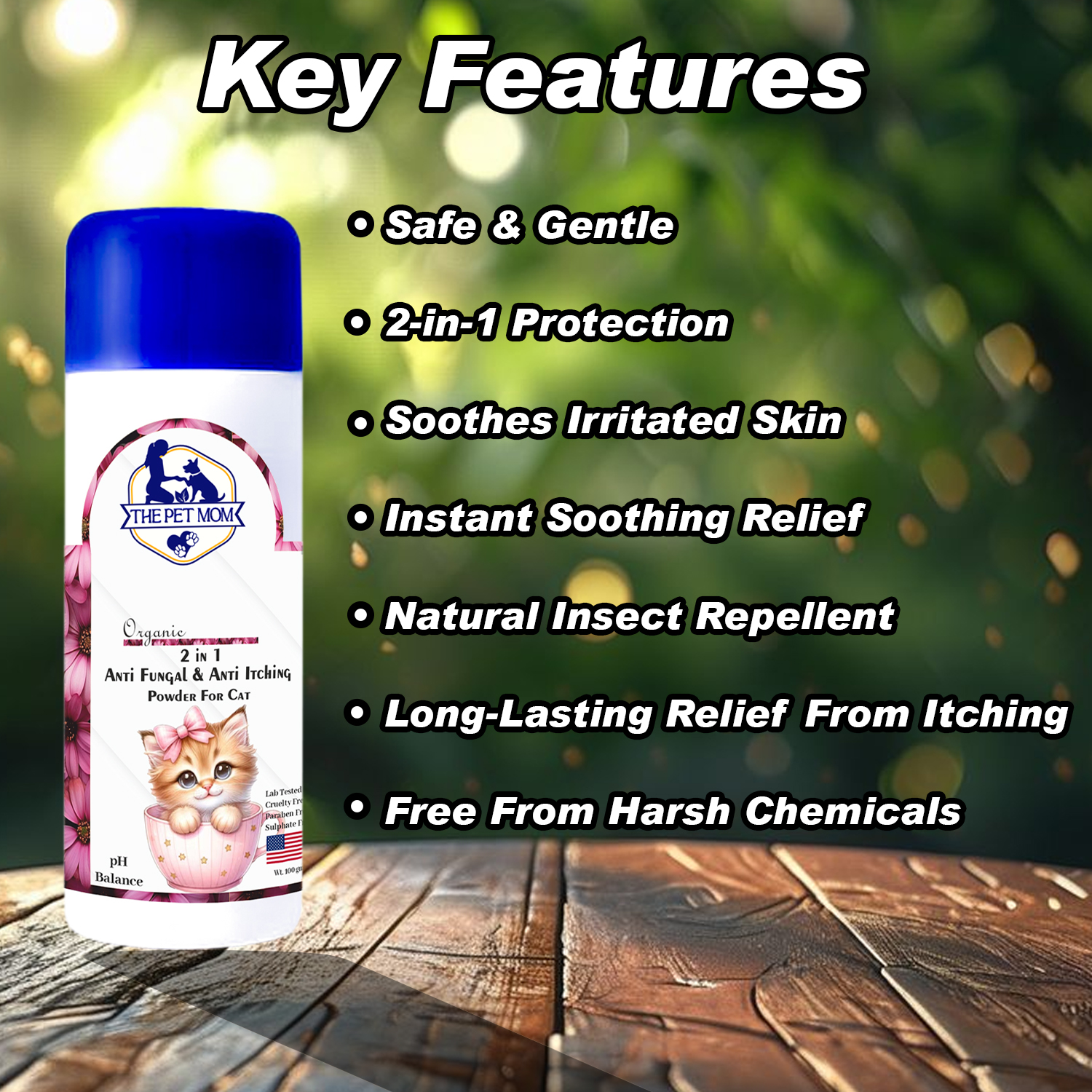2-in-1 Anti Fungal & Anti Itching Powder For Cat - 100gm - Image 2