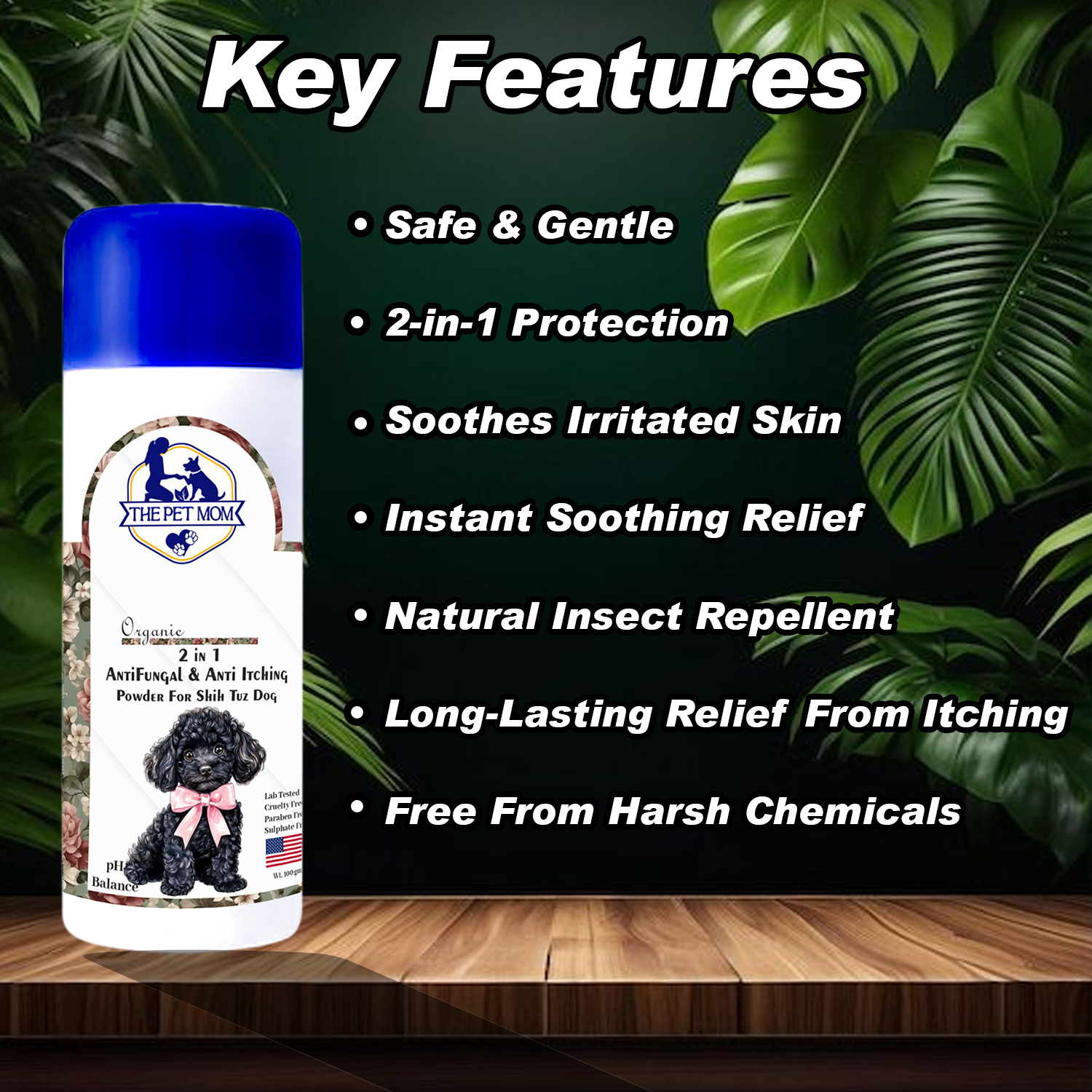 2-in-1 Anti Fungal & Anti Itching Powder For Shih Tzu Dog - 100gm - Image 2