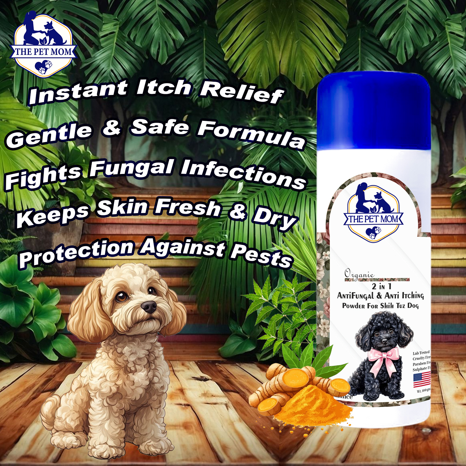 2-in-1 Anti Fungal & Anti Itching Powder For Shih Tzu Dog - 100gm - Image 4