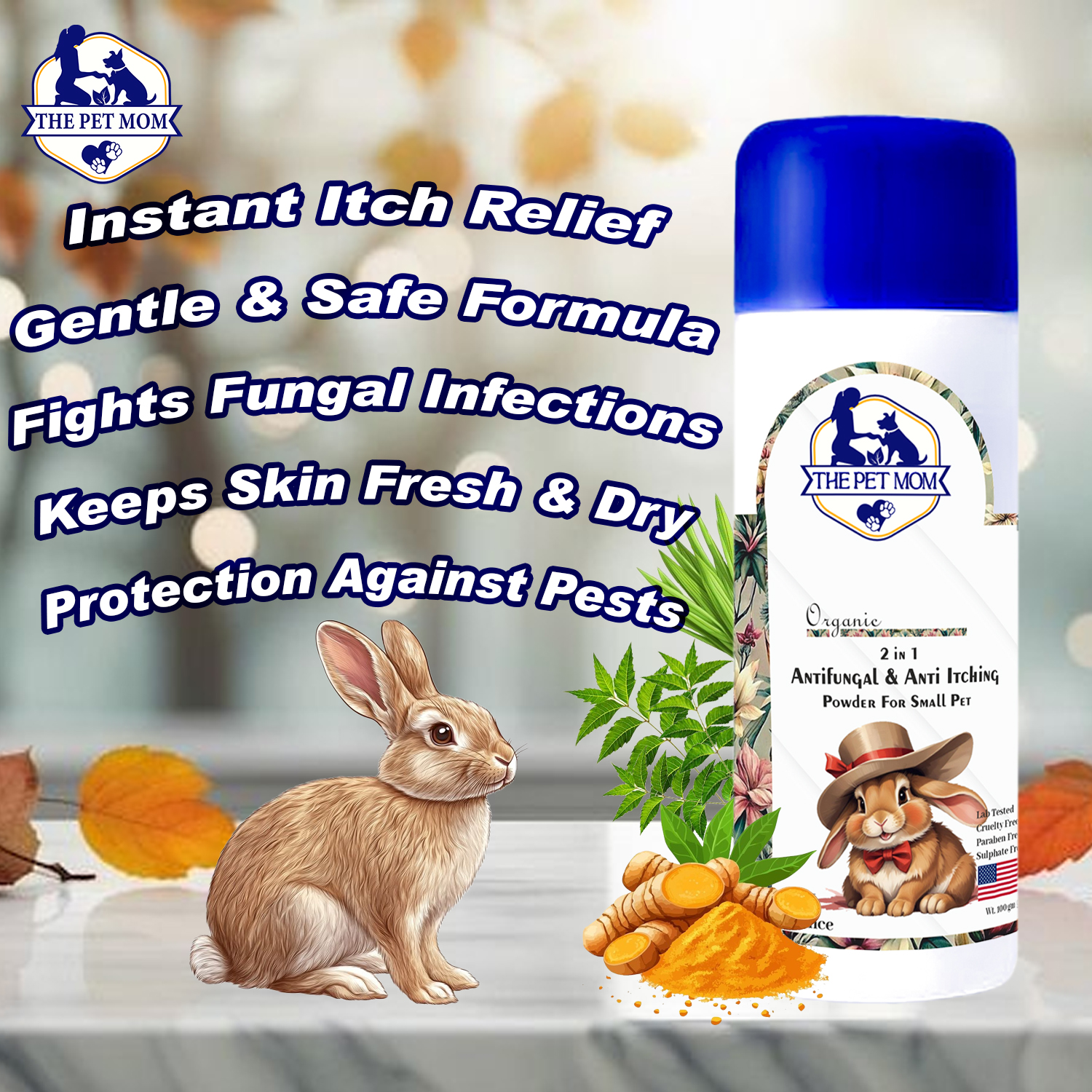 2-in-1 Anti Fungal & Anti Itching Powder For Small Pet - 100gm - Image 4