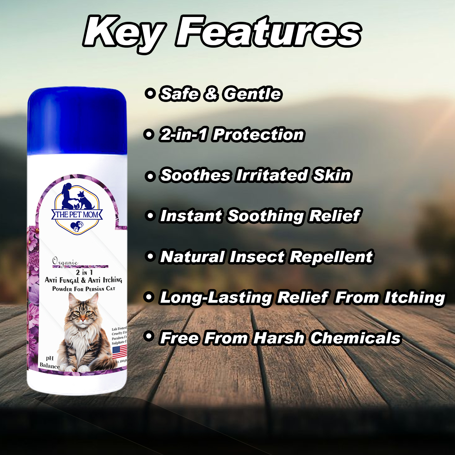 2-in-1 Anti Fungal & Anti Itching Powder For Persian Cat - 100gm - Image 2