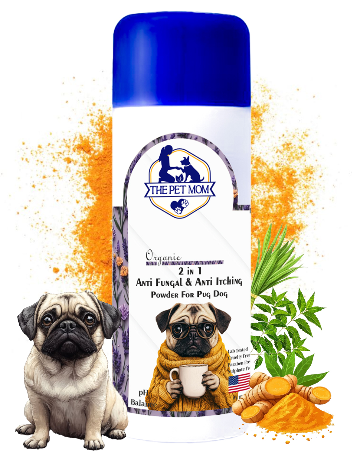 2-in-1 Anti Fungal & Anti Itching Powder For Pug Dog - 100gm