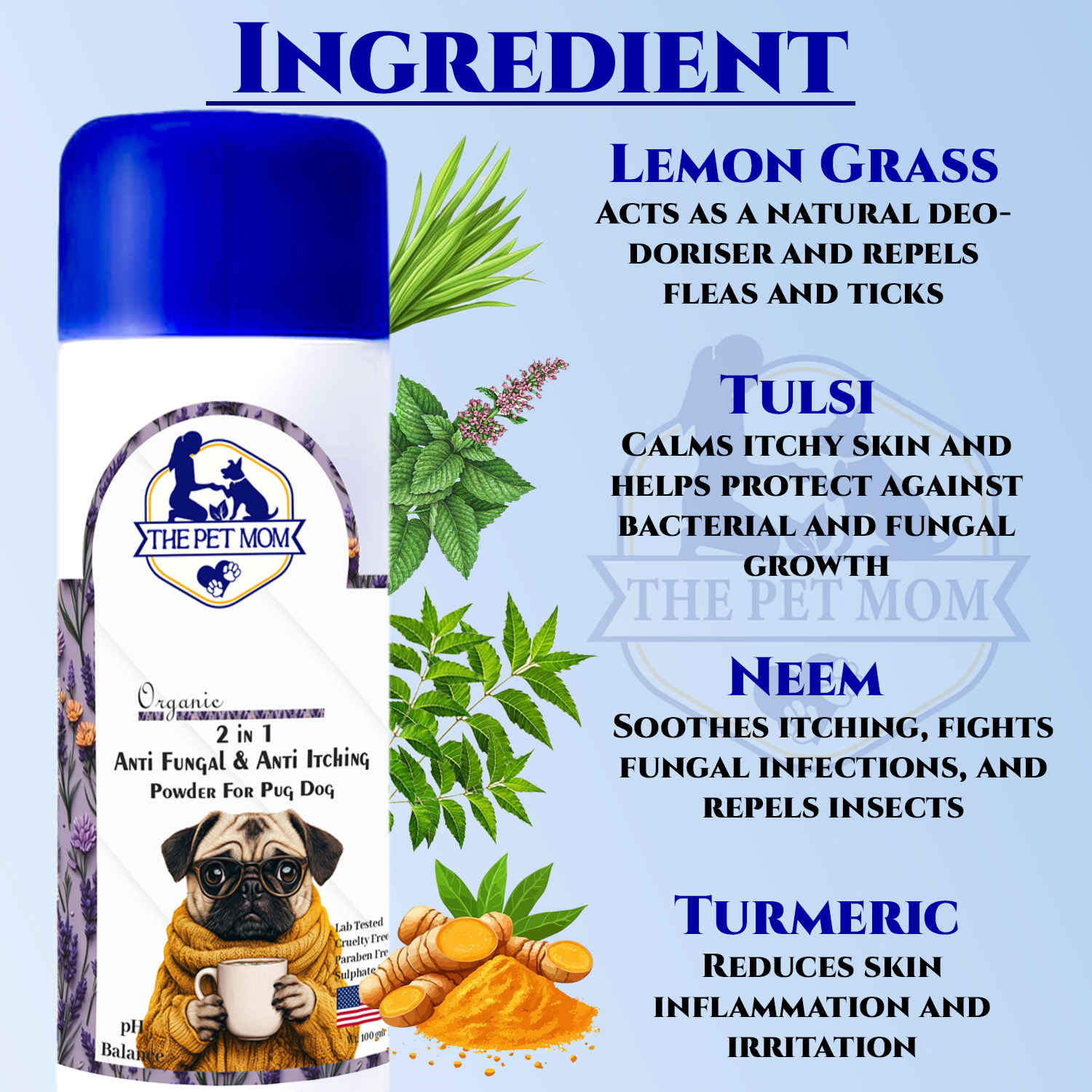 2-in-1 Anti Fungal & Anti Itching Powder For Pug Dog - 100gm - Image 4