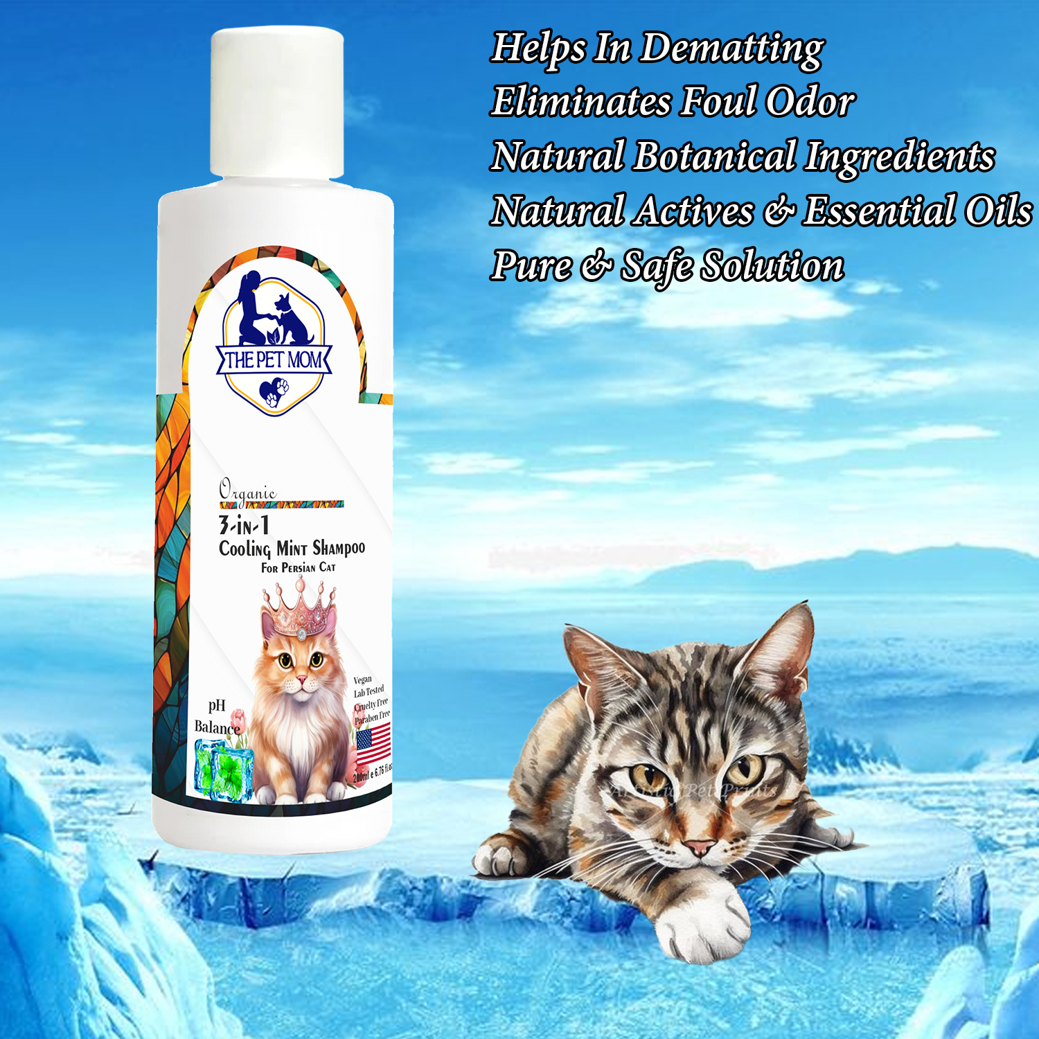 3 In 1 Cooling Mint Shampoo For Persian Cat - 200ml - Image 3