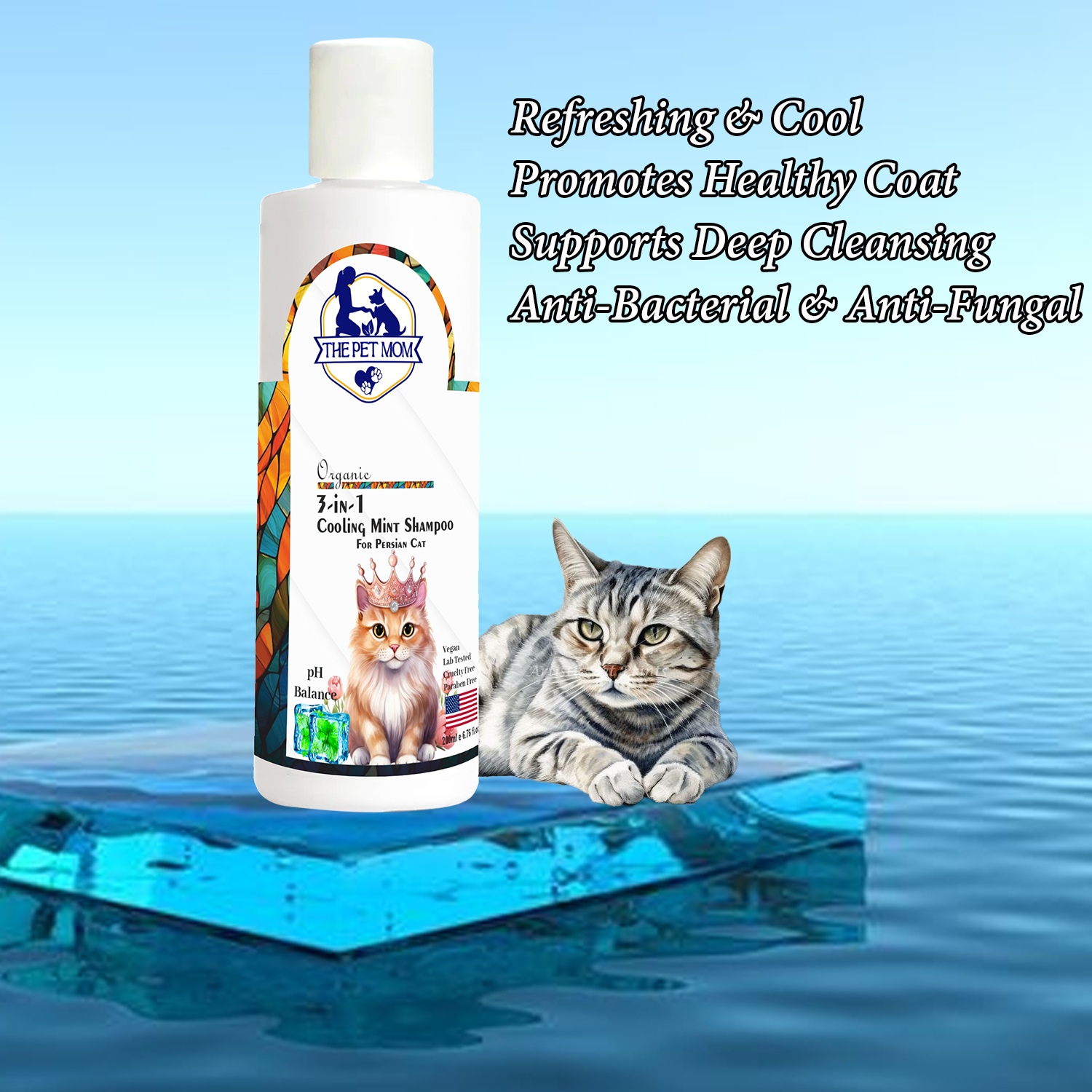 3 In 1 Cooling Mint Shampoo For Persian Cat - 200ml - Image 2