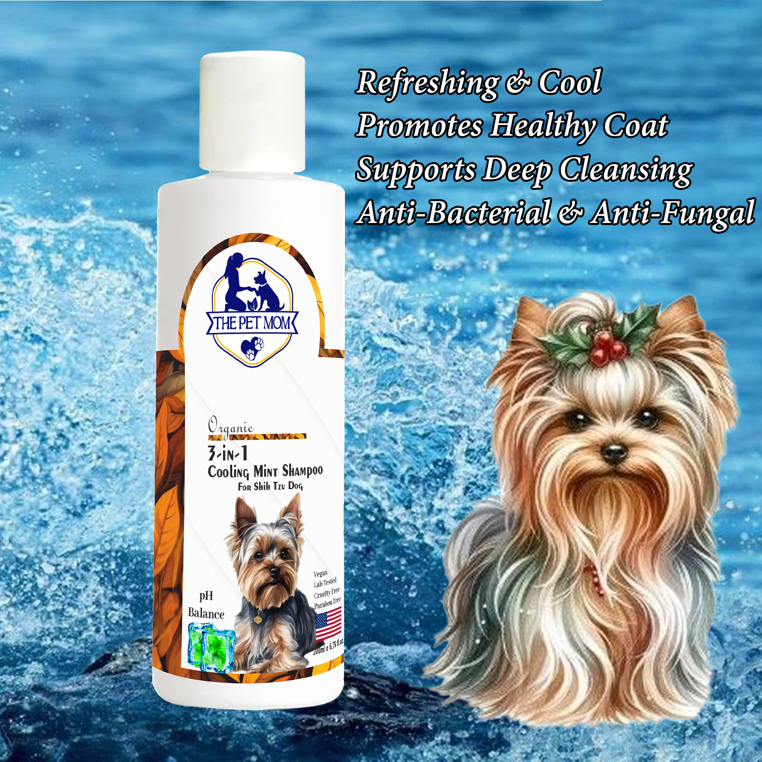 3 In 1 Cooling Mint Shampoo For Shih Tzu Dog - 200ml - Image 2