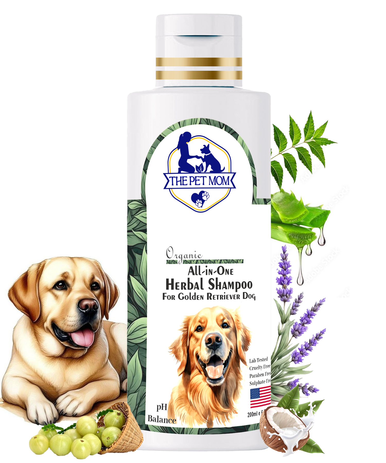 All-in-One Herbal Shampoo For Golden Retriever Dog - 200ml