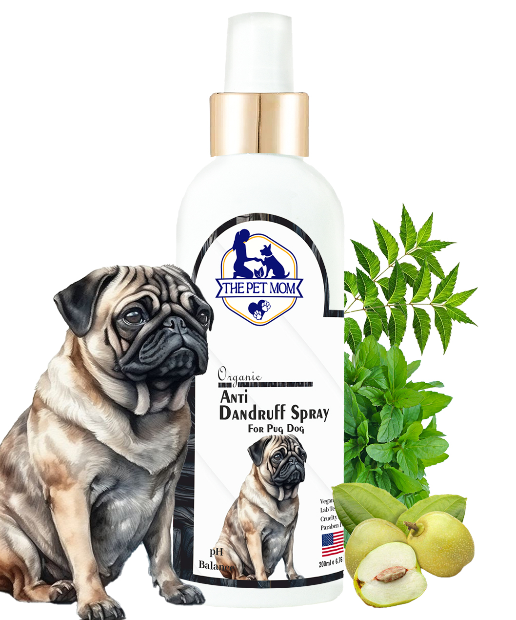 Anti-Dandruff Spray for Pug Dog - 200ml