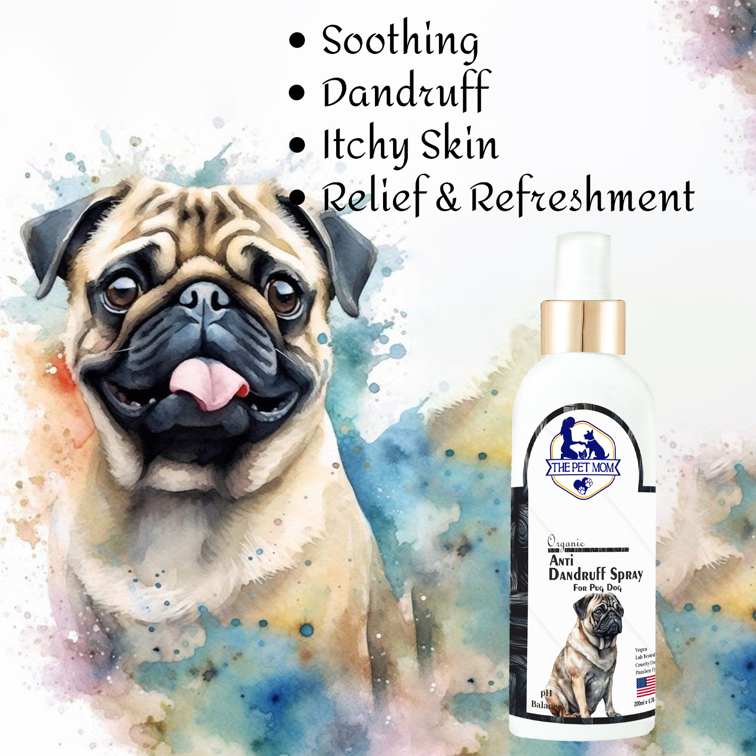 Anti-Dandruff Spray for Pug Dog - 200ml - Image 2