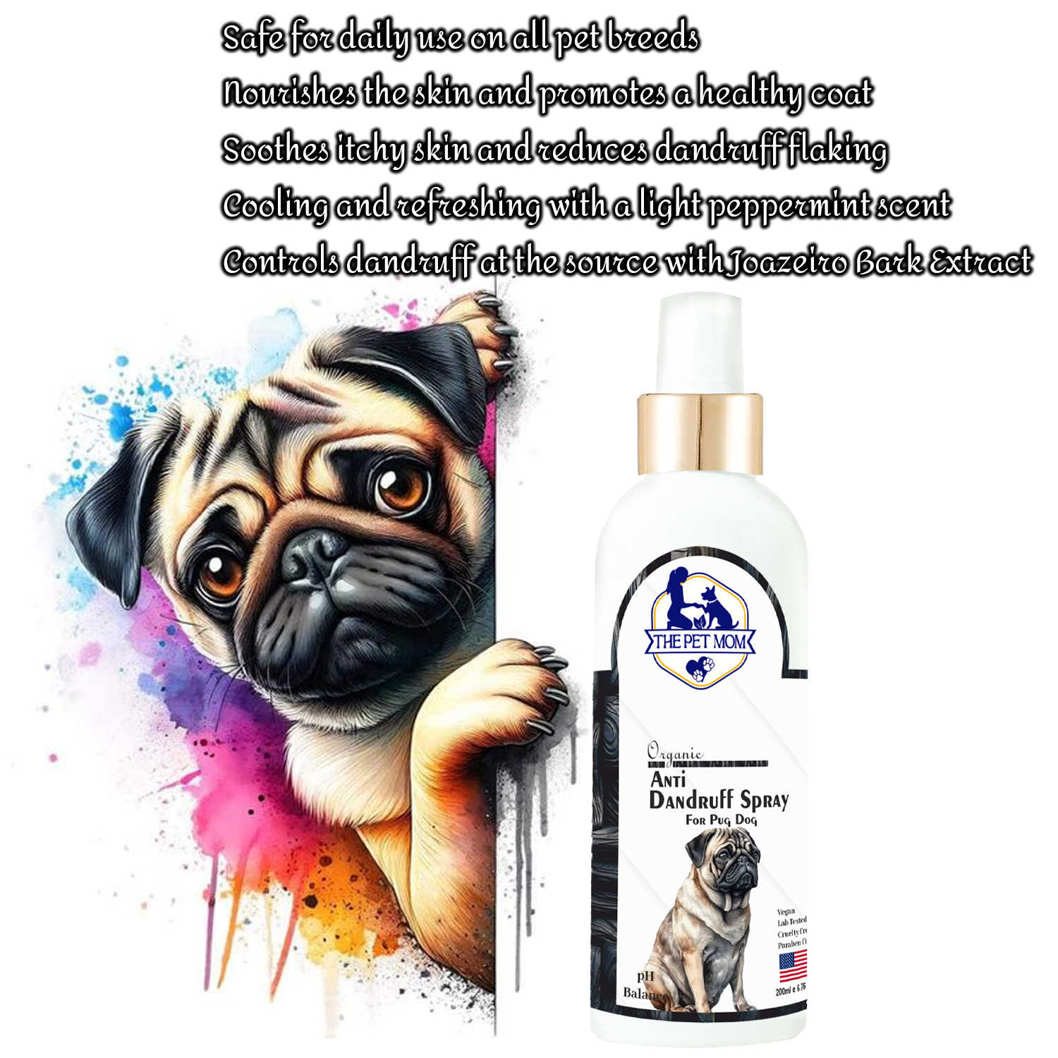 Anti-Dandruff Spray for Pug Dog - 200ml - Image 3